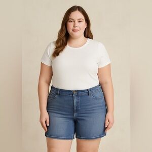 Lee Flex Motion Women’s Denim Shorts Size 18 – Mid Rise, Classic Blue